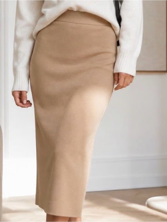 Aritzia Dresses & Skirts - Babaton Johan Wool Blend Camel Knit Midi Skirt S Quiet Luxury Minimalist Office